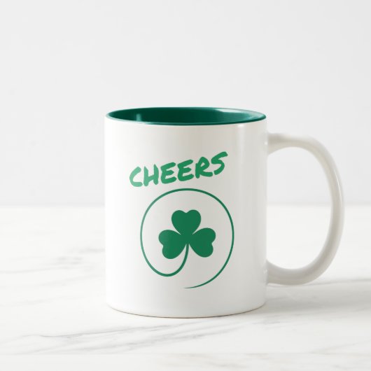 Chever Clover Kleeblatt Irish Green St Patricks Da Zweifarbige Tasse (Rechts)