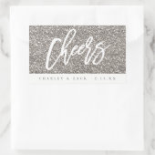 Chever Sliver Glitzer Mini Wein Champagner Label Rechteckiger Aufkleber (Tasche)