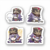 Chevreuse Genshin Impact 4er-Sticker-Set Aufkleber (Vorderseite)