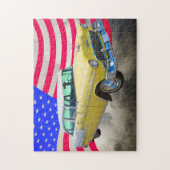 Chevrolet-Bel Air 1955 mit amerikanischer Flagge Puzzle (Vertikal)