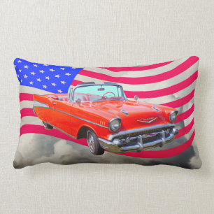 Chevrolet-Bel Air 1957 und US-Flagge Lendenkissen