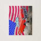 Chevrolet-Bel Air 1957 und US-Flagge Puzzle (Vertikal)