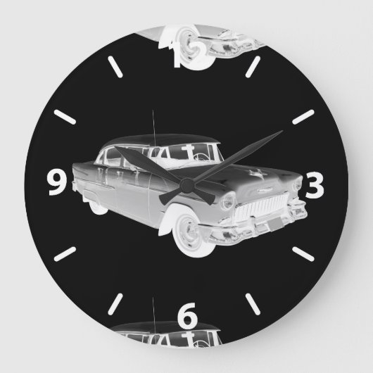 Chevrolet-Bel Air-klassische Auto-Kunst 1955 Große Wanduhr (Vorderseite)