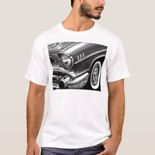 Chevrolet-Bel Air-Schwarzes 1957 u. Weiß T-Shirt (Vorderseite)