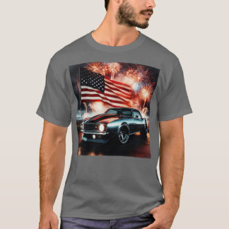 Chevrolet Camaro und die amerikanische Flagge von  T-Shirt