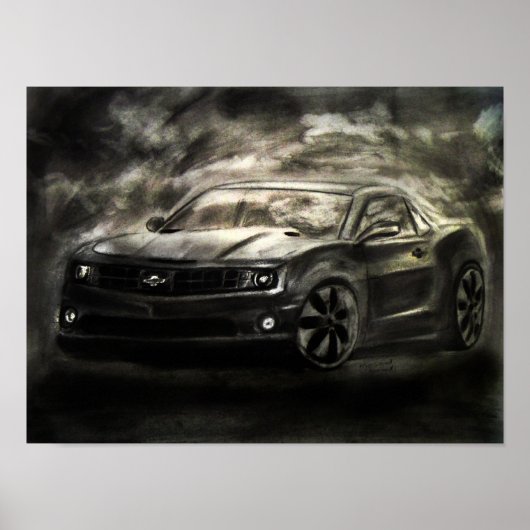 Chevrolet Camaro Zeichnend Print Poster (Vorne)