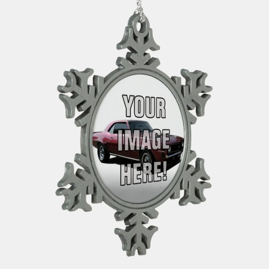 Chevrolet- CamaroFoto - addieren Sie Ihr Auto Schneeflocken Zinn-Ornament (Links)