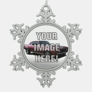 Chevrolet- CamaroFoto - addieren Sie Ihr Auto Schneeflocken Zinn-Ornament