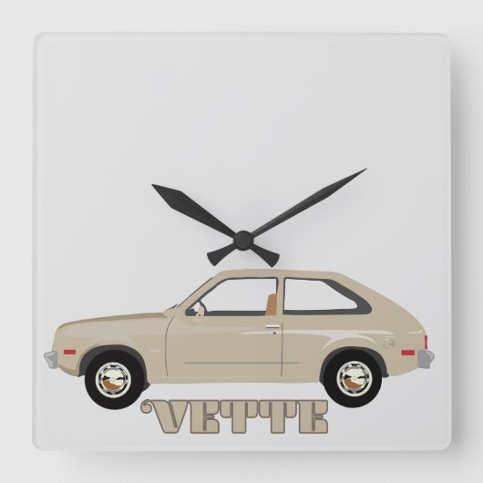 Chevrolet Chevette Vette Retro Klassiker Quadratische Wanduhr (Vorderseite)