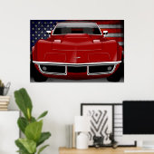Chevrolet Corvette C3 rot Poster (Heimbüro)