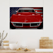 Chevrolet Corvette C3 rot Poster (Küche)