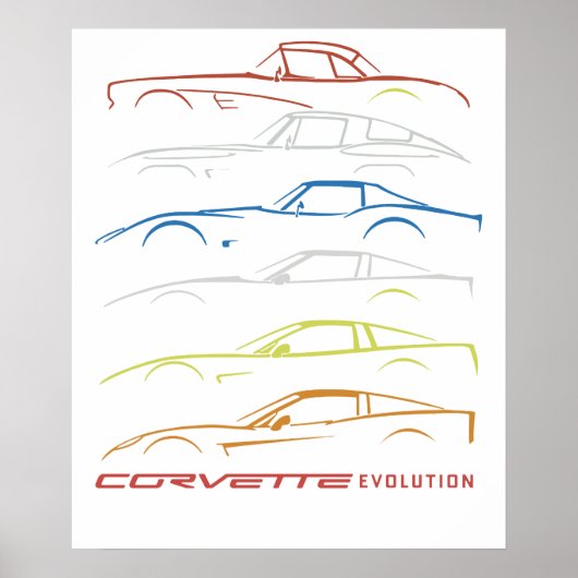 Chevrolet Corvette T-Shirt Schwarz mit 1953-2019 M Poster (Vorne)