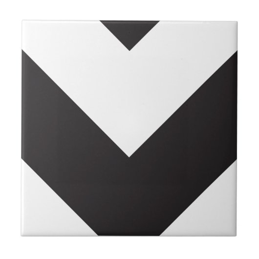 Chevron 1 Schwarz und Weiß Fliese (Vorderseite)