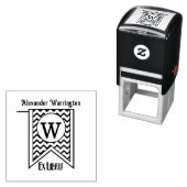 Chevron Anfangsbanner Monogramm Ex Libris Buch Permastempel (Beispiel)