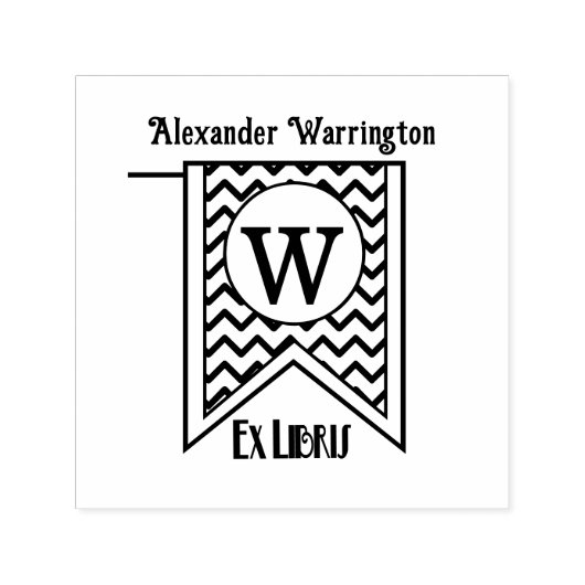 Chevron Anfangsbanner Monogramm Ex Libris Buch Permastempel (Design)