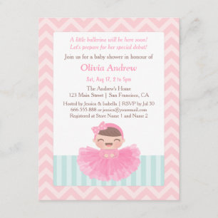 Chevron Ballerina Mädchen Baby Shower Einladungen