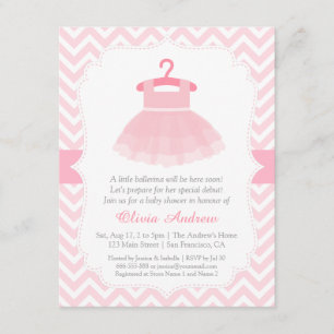 Chevron-Ballerina-Mädchen-Baby-Shower-Einladungen Einladung