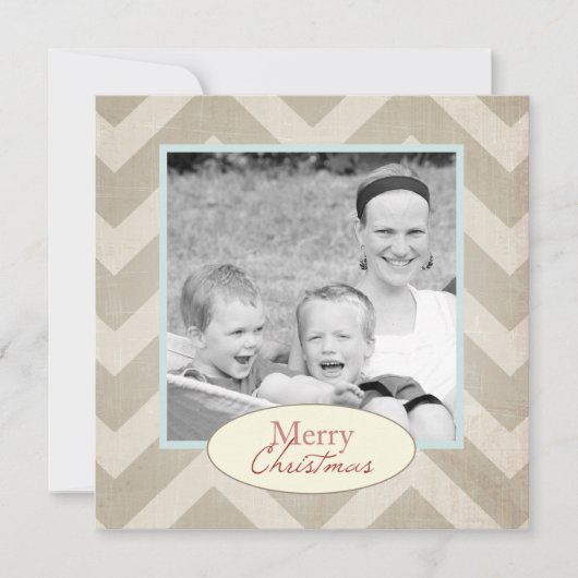 Chevron Christmas Card with photo Feiertagskarte (Vorderseite)