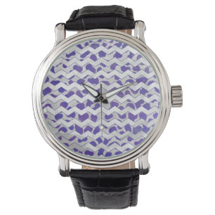 Chevron Dalmatiner Lila und Weiß Armbanduhr