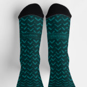 Chevron Dunkelgrün und Türkis Name Socken (Oben)