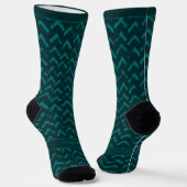 Chevron Dunkelgrün und Türkis Name Socken (Gewinkelt)