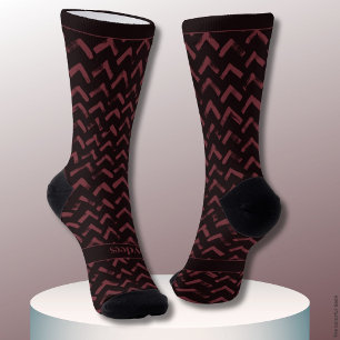 Chevron Dunkelrot und Roter Name Socken