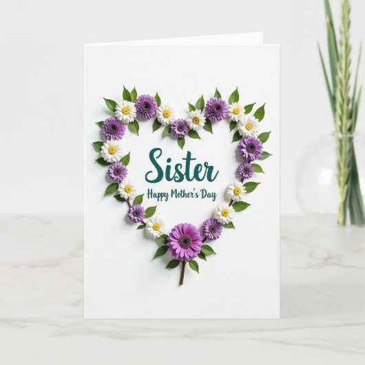 Chevron Floral Schwester Tag Karte (Vorderseite)