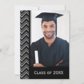 Chevron Frame With Graduation Photo Einladung (Vorderseite)