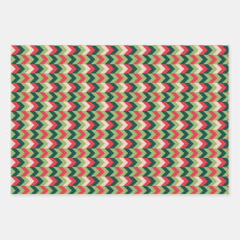 Chevron Geometric Christmas Red Green and Pink  Geschenkpapier Set