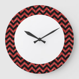 Chevron Glitter Look Wall Clock Große Wanduhr