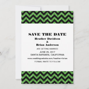 Chevron Glitter Save the Date Einladung, Grün Einladung