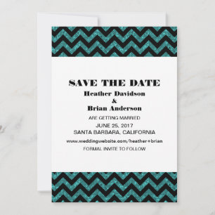Chevron Glitter Save the Date Einladung, Türkis Einladung
