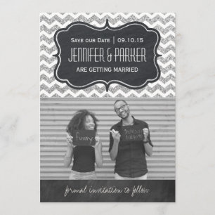 Chevron Glitter Save-the-Date Fotokarten Einladung