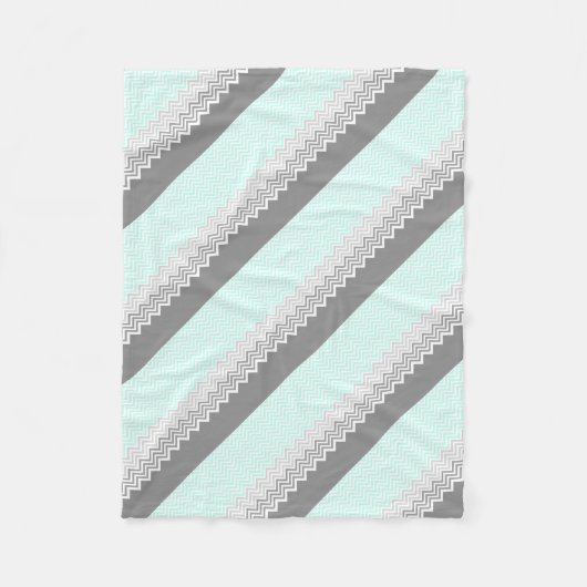 Chevron Grau Teal Fleecedecke (Vorderseite)