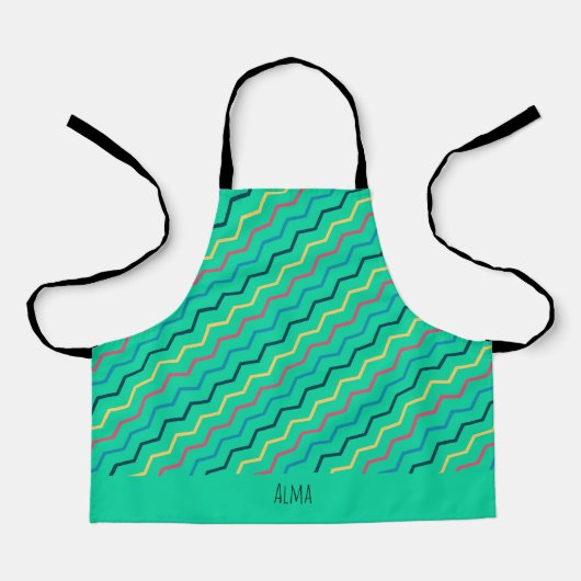 Chevron Grün Gelb Minimal Muster Schürze (Vorderseite)