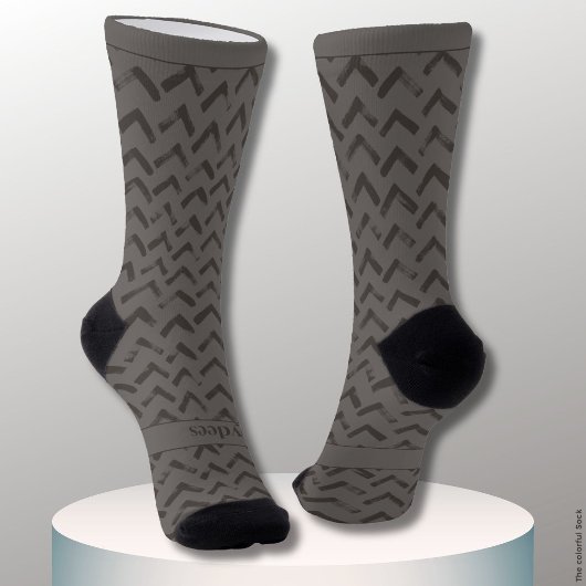Chevron Hellgrau und Dunkelgrau Name Socken