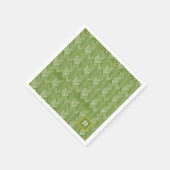 Chevron-Herringbone-Muster Waldgrün Anfangsbuchsta Serviette (Ecke)