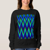 Chevron In Deep Blue Lime Green Zigzags Sweatshirt (Vorderseite)