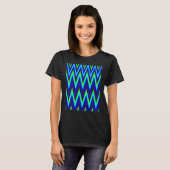Chevron In Deep Blue Lime Green Zigzags T-Shirt (Vorne ganz)