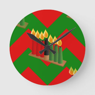 Chevron Kwanzaa Runde Wanduhr