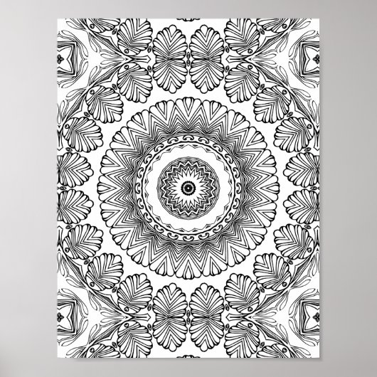 Chevron Leaf Burst Coloring Page Pattern Artwork Poster (Vorne)