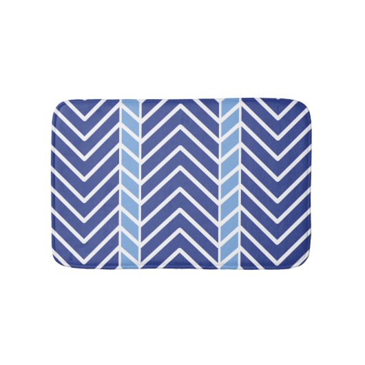 Chevron-Muster Blau Badematte (Vorderseite)