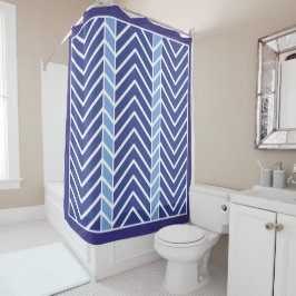 Chevron-Muster Blau Duschvorhang