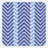 Chevron-Muster Blau Quadratischer Aufkleber (Vorderseite)