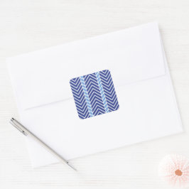 Chevron-Muster Blau Quadratischer Aufkleber
