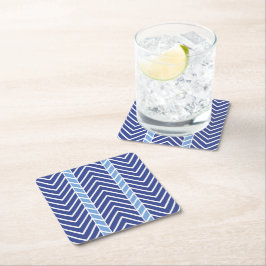 Chevron-Muster Blau Rechteckiger Pappuntersetzer