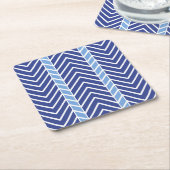 Chevron-Muster Blau Rechteckiger Pappuntersetzer (angewinkelt)
