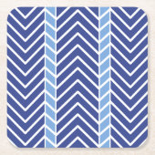 Chevron-Muster Blau Rechteckiger Pappuntersetzer (Vorderseite)