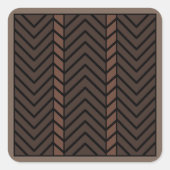 Chevron-Muster Braun Quadratischer Aufkleber (Vorderseite)