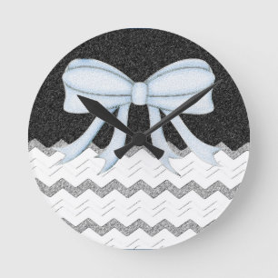 Chevron-Muster Dusche Party Büro Schicksal Runde Wanduhr